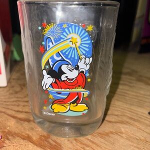4 Disney Magic Mickey Mouse Glass Cups  with Red and Blue Accents